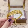 Pulseira de Contas a Laser Disco Três Linhas Europeia e Americana Transfronteiriça para Mulheres Moda Exquisita Versátil Joia Dourado Areia Alto Padrão