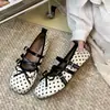 Sapatilhas Retro de Bolinhas com Tira Única, Novidade Primavera/Verão 2026 Sapatos Casuais Mary Jane Planos com Bico Quadrado Francês