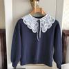 Primavera e Outono Bordado Lace Grande Gola Camisa Decorativa Roupas Fake Collar Lace Oco Lace Pequeno Xale Flor Collar
