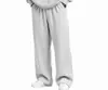 Calça Longa Esportiva Casual Simples de Cintura Ajustável com Cordão, Cor Sólida, Corte Reto Solto, Novo Estilo Europeu e Americano, Grelhado, Unissex