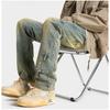 Pantalones vaqueros rectos oversize con bordados de primavera y otoño para hombre de Yellow Mud Jeans, marca de moda Ruan Shuai, pantalones anchos y micro acampanados.