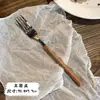 Conjunto de Talheres de Aço Inoxidável, Garfo e Colher, Talheres de Mesa de Celebridade da Internet Coreana, Cabo Longo, Cabo de Madeira Imitação, Talheres Requintados, Faca e Garfo para Bife, Colher de Sobremesa