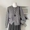 Cárdigan de punto con diseño de lunares retro de nicho estilo coreano para mujer, nuevo abrigo suéter ajustado de cuello redondo suave para otoño e invierno