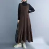 Vestido Colete Patchwork Artístico Novo Outono/Inverno 2026 Comércio Exterior Japonês e Coreano Roupa Externa Simples Afinando Camada Base Vestido Quente