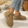Botas de Nieve de Suela Gruesa para Mujer 2026 Otoño/Invierno Nuevo Estilo Comercio Exterior Más Terciopelo Piel y Piel Integrados Puntera Zapatillas de Media Caña Zapatos de Algodón para Interiores