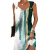 Sitio independiente de ropa de mujer Amazon transfronterizo europeo y americano elegante sin mangas cuello en V anillo metálico primavera, verano, otoño vestido de vacaciones