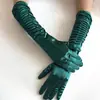 Luvas para Vestido de Noiva de Noiva Seda Amassada Comprimento Médio Cetim Elástico Cetim Cobertura para Dedos Palco Festa Casamento Casamento