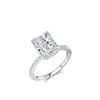 Popular en el comercio exterior, anillo de plata de ley S925 ultrabrillante con corte de hielo imitación diamante para mujer, anillo de boda clásico de lujo de cuatro garras cuadrado para mujer