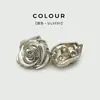 Botão Metálico de Flor Rosqueado Estilo Retrô para Terno Suéter Roupa de Lã Botão Feminino de Luxo Flor de Pelo Botão Decorativo