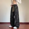 Em estoque: Novo modelo Primavera/Outono 2026 calça casual tie-dye estilo americano pesada 380g para homens, calça de moletom moderna de perna reta solta
