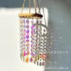Anel de madeira sinos de vento de cristal pingente com contas ornamentos de arco-íris para janela decoração de parede apanhador de sol suprimento de Natal para pisar
