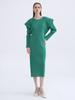 Vestido Casual de Primavera 2026 para Mujer, Estilo Commuter, Plisado, Cuello Redondo, Manga Larga, Corte Delgado, Versátil, Color Sólido, Moderno