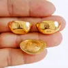 Lingote de Aleación Chapado en Oro de Venta Caliente, Pieza Sólida con Símbolos de Atracción de Fortuna y Bendiciones, Lingote de Imitación Oro, Pequeño Adorno, Artesanías de Metal