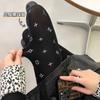 Leggings S470 Internet Letra Vermelha Leggings Família V Engrossados e de Veludo Leve Leg Slimming Artefato Meia-calça Estampada