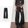 Calças de perna reta micro-flare pretas soltas perna larga masculinas e femininas Red Horse jeans cru calças compridas jeans anfit