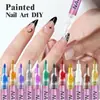 Caneta Graffiti para Nail Art de Novo Produto Transfronteiriça, Caneta de Pintura, Caneta de Contorno para Unhas, Caneta de Flor, Caneta de Cola de Óleo, Caneta de Linha de Gancho, Três em Um Fácil de Colorir