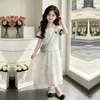 Conjunto de Dos Piezas para Niña 2026, Top Personalizado de Manga Corta en Color Contrastante, Estilo Princesa Estilo Coreano Dulce Falda de Encaje tipo Pastel