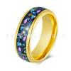 Europa y América Venta Caliente Anillo de Boda Color Oro 8mm Anillo de Acero Tungsteno Grava Azul Púrpura