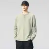 Sudadera para Hombre con Cuello Henry, Otoño 2026 Nuevo Estilo Americano Peso Pesado Algodón Puro Holgada Casual Manga Larga