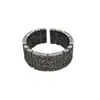 Anillo Retro con Patrón de Hierba Tang Anillo Tejido para Hombres y Mujeres, Tendencia Nacional Anillo Abierto Ajustable Fabricante Venta al por Mayor