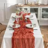Corredor de mesa de gasa beige plisada para la hora del té, mantel semitransparente, mantel color crema, tela de fondo para fiesta de cumpleaños, boda, cortina