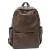 Mochila Atacado Transfronteiriço PU Moda Retrô Cor Sólida Grande Capacidade para Homens e Mulheres, Mochila Tendência para Viagens de Curta Distância, Bolsa para Computador
