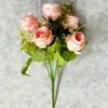Nuevo ramo artificial de 6 cabezas de rosa, flores artificiales para sala de estar y comedor, cesta de flores decorativa, venta al por mayor del fabricante, flores de seda