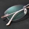 Gafas de titanio puro ultraligeras para miopía para mujer, sin montura con borde cortado en diamante, aspecto natural, populares en Xiaohongshu, se pueden personalizar con graduación
