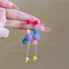 Aretes de flor etéreos estilo francés, dulces y de nicho, estilo vacacional, femeninos, con cuentas, lindos, a la moda y aretes de botón únicos
