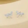 Brincos de Libélula em Prata 925 Esterlina para Mulheres, Novo Estilo, Alto Padrão, Exquisitos, Brincos com Pedras de Diamante, Design de Nicho, Luxo Leve, Estilo Ins