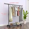 Estante para Secar Ropa de Pie Yaruifan con Doble Barra Telescópica, Altura Ajustable, Carrito Móvil para Ropa, Diseño Reforzado y Simple