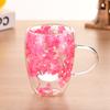 Exportación Transfronteriza de Vasos de Doble Capa con Flores Secas, Vasos de Arena Movediza de Moda, Vasos Creativos para el Desayuno en Casa con Asas, Regalos Festivos