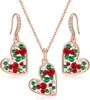 Comércio Exterior Moda Transfronteiriça Conjunto de Brincos e Colar Feminino Colorido Completo em Diamante Coração Colar com Pingente Brincos Joias Femininas