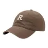 Gorra de Béisbol Versátil con Letra R de Alta Calidad Coreana Que Hace que la Cara se Vea Más Pequeña, Visera Curva Personalizada, Gorra de Pico Ancho y Profundo de Moda
