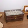 Caja de Almacenamiento de Joyería Color Nogal, Joyero Multifuncional Tipo Cajón de Madera Maciza, Joyero a Prueba de Polvo para Almacenamiento y Organización