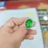Anillo de Lujo con Incrustaciones de Calcedonia Verde Hielo Chapado en Plata al por Mayor Nuevo Estilo Chino Anillo Abierto de Ágata Verde Anillo de Jade Joyería