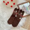 Bufanda Nueva de Otoño e Invierno Oso Dibujo Animado Calcetines de Coral Vellón Calcetines de Piso Engrosados con Forro Polar Calcetines para Dormir en Confinamiento Calcetines de Casa
