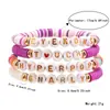 Venda Quente Transfronteiriça KATSEYE Grupo Feminino Colorido Argila Polimérica Pulseira de Letras Conjunto Feito à Mão com Contas Simples Elástica Casal