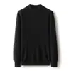 Suéter de Cashmere 100% Masculino Espesso de Fio Duplo Outono e Inverno Versátil com Gola Meia-Alta Seamless Camisa Base de Tricô Média