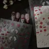 Novos Adesivos de Nail Art Flor Vermelha 2026 com Verso Autoadesivo, Adesivos Fofos de Cereja 5D Tridimensionais Gelo-Transparente Cauda de Peixe