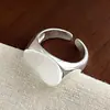 Anel de prata estilo coreano estilo frio simples superfície com padrão de onda irregular anel de dedo indicador feminino duplo aberto