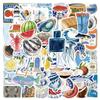 50 Adesivos retrô de aquarela mar aberto bagagem livro de mão capa de celular material decorativo