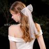 Velo Pequeño con Lazada para Novia, Sencillo con Perlas y Pedrería para Sesión de Fotos, Fotos de Boda, Tocados de Alta Gama para Boda