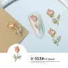 Nova Joia para Nail Art Cravejada com Diamantes de Liga Metálica Formato Tulipa Rosa Desejo Puro Estilo Ins Acessórios Brilhantes Super Chamativos