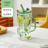 Vaso de Vidrio con Resistencia a Altas Temperaturas, Gran Capacidad, Vaso de Agua Cuadrado de Alto Valor para Oficina con Asa Simple