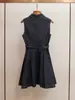 Vestido Chaleco de Primavera Nuevo Estilo Retro Francés Estilo Hong Kong con Solapa sin Mangas de Corte A para Mujer