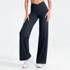 Pantalones de Yoga Estilo Europeo y Americano Sensación de Segunda Piel, Pantalones Deportivos Rectos de Cintura Alta Cruzada para Correr, Pantalones Acampanados Versátiles Ajustados Casuales Deportivos para Mujer