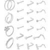 Conjunto de 23 peças de piercing no nariz, conjunto de unhas combinadas transfronteiriças, acessórios para perfuração do corpo humano, joias de aço inoxidável para unhas do nariz em estoque