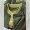Cardigan Falso Duas Peças de Tricô Verde Macio Estilo Coreano para Mulheres, Casaco Suéter Engrossado para Outono e Inverno, Top Curto Macio