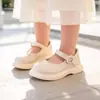Sapatos Doces de Princesa para Meninas 2026 Primavera e Outono Novos Estilosos Sapatos de Couro Infantis Estilo Britânico Mocassins Retrô